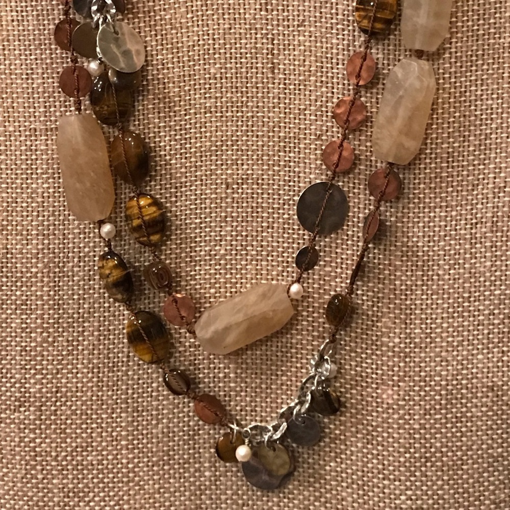 ❤️ Silpada Tiger Eye and Knotted Silk Necklace